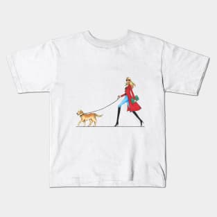 Dog Walking in Style Kids T-Shirt